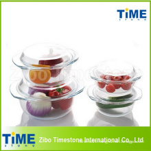 Transparent Round Heat Resistant Glass Casserole